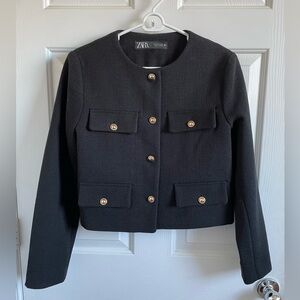 Zara cropped flap blazer NWOT Size M